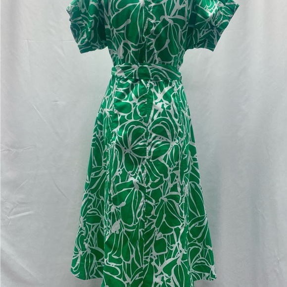 Banana Republic Midi Dress SM Belt Pockets Lined Zip Closure Green Floral - Picture 14 of 14